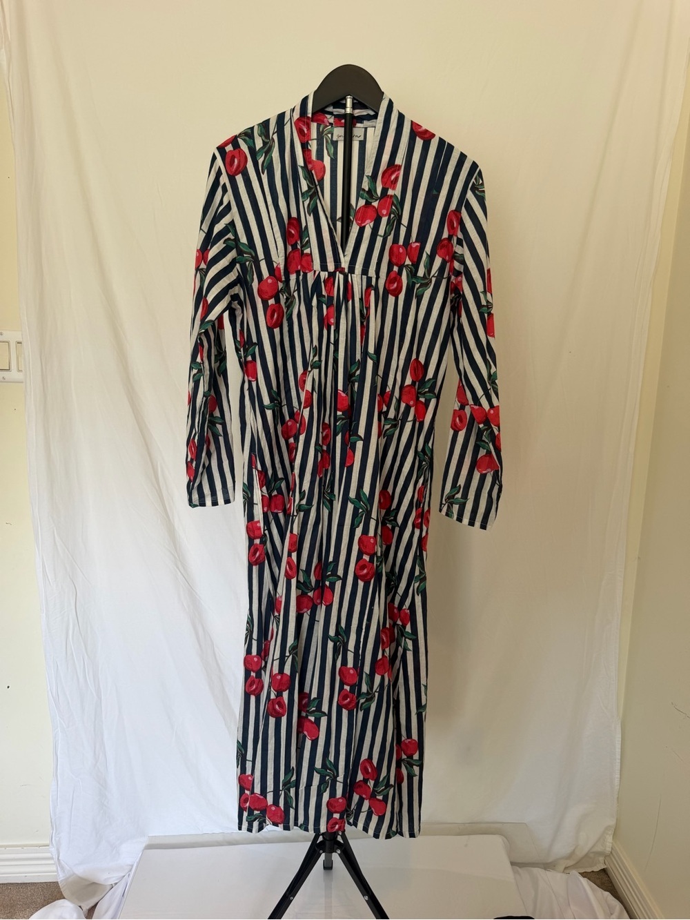 Sundara Cherry Print Cotton Midi/Maxi Dress Size Medium NWOT